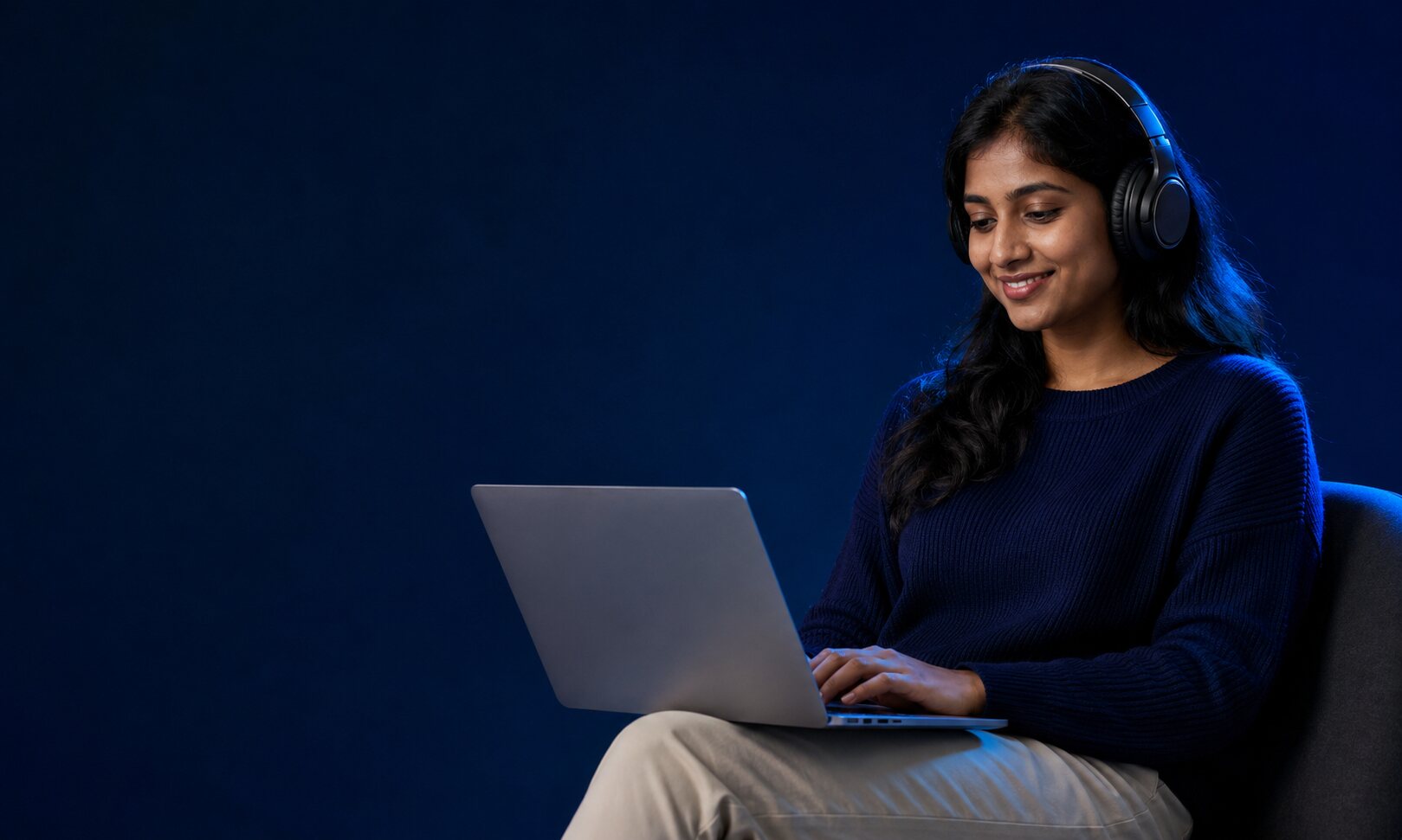 Woman learning online with a laptop